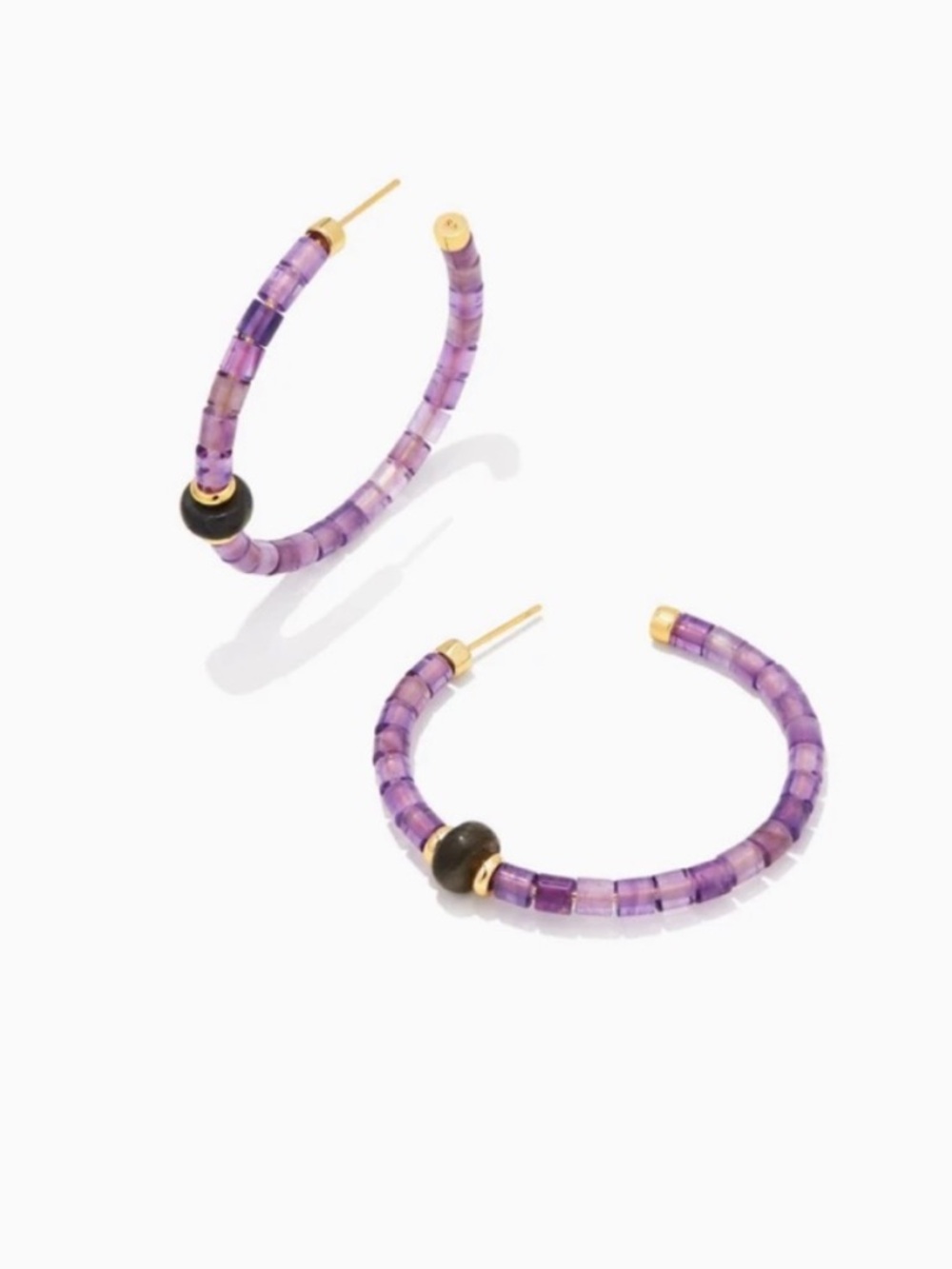 Kendra Scott Purple Beaded Hoop Earrings with Accent. Insley